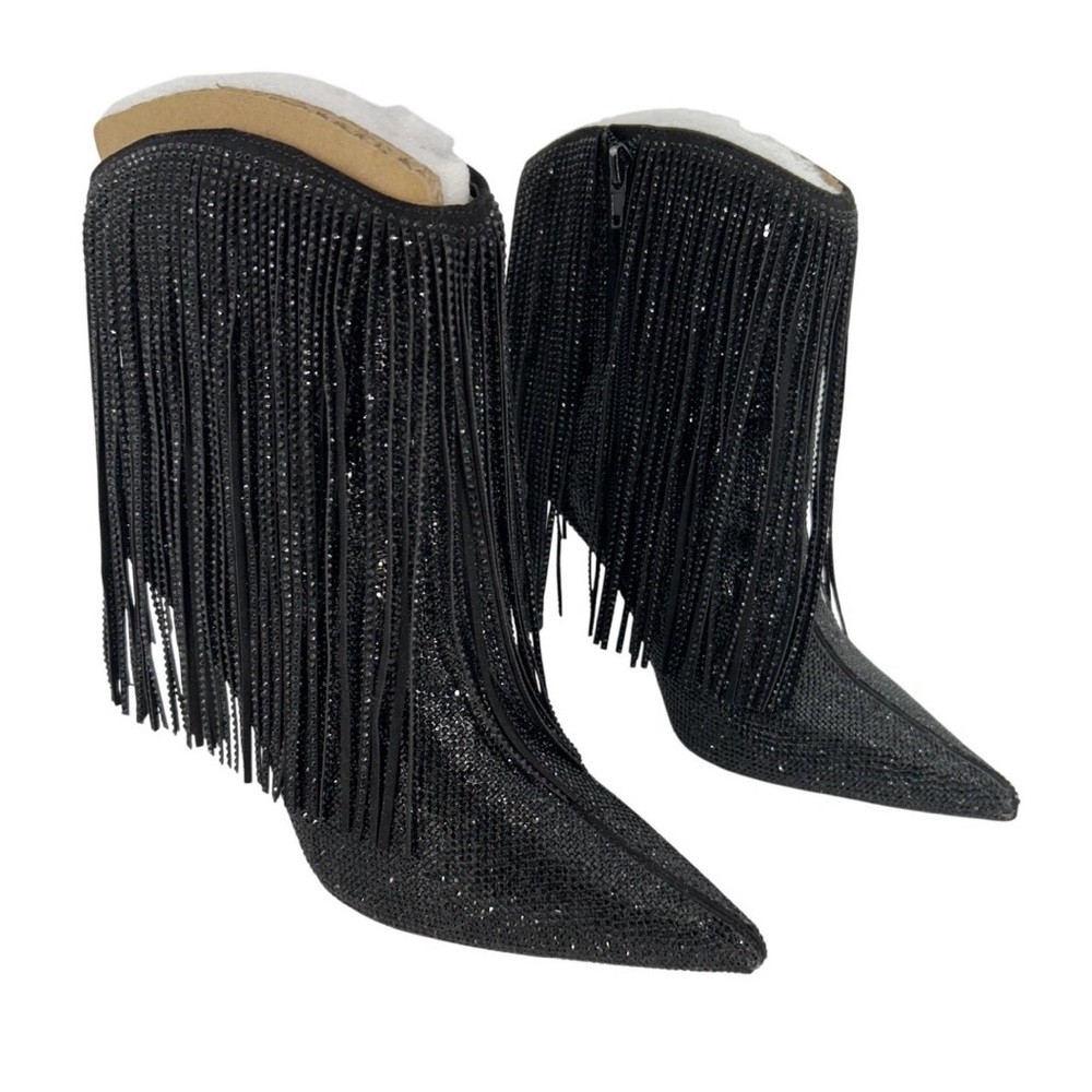INC International Concepts Black Glitter Fringe Boots